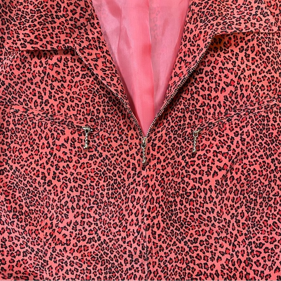 Vintage 90s Allison Taylor Barbie Pink Cheetah Animal Print Silk Jacket - Picture 3 of 7
